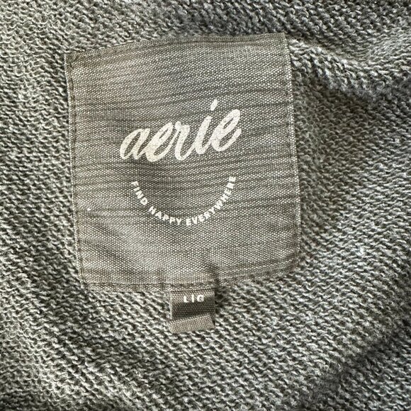 Aerie Down to Earth 1/4 Zip Sweatshirt Green Oversized Size L - Picture 4 of 8